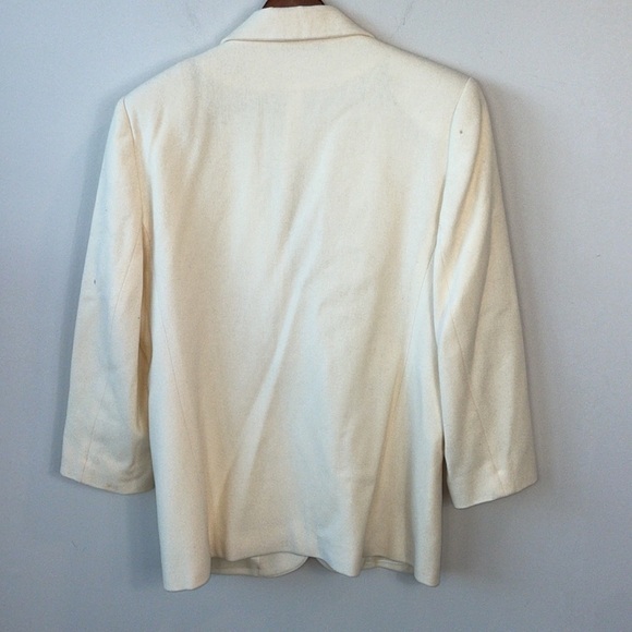 Vintage Cross Country White wool blazer flawed women size 14 - Picture 3 of 11